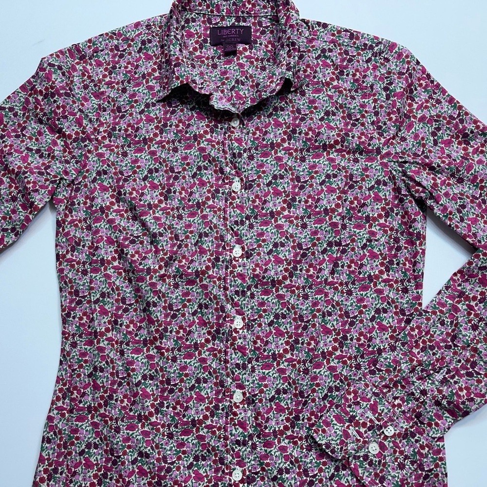 Liberty Art Fabrics for J. Crew Top Womens Size 00 Blouse Button Down Collared - Picture 2 of 13